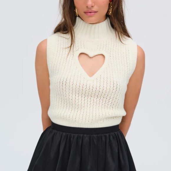 For Love And Lemons Jackets & Blazers - NWT For Love and Lemons Rebecca Heart Sweater Vest - Ivory Cream White